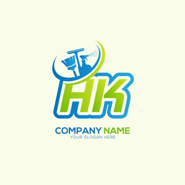 o HK Letra KH Local Vector de logotipo de limpieza Vector del logotipo del servicio de limpeza