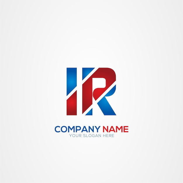 o IR RI Creative Modern Letters Diseño del logotipo Elemento rojo y azul