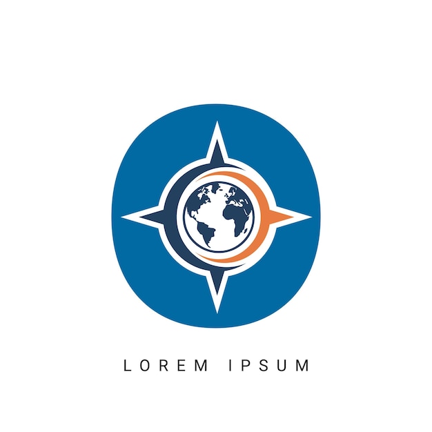 O con la letra de la brújula, el logotipo, el icono, el símbolo, la plantilla de diseño de la ilustración