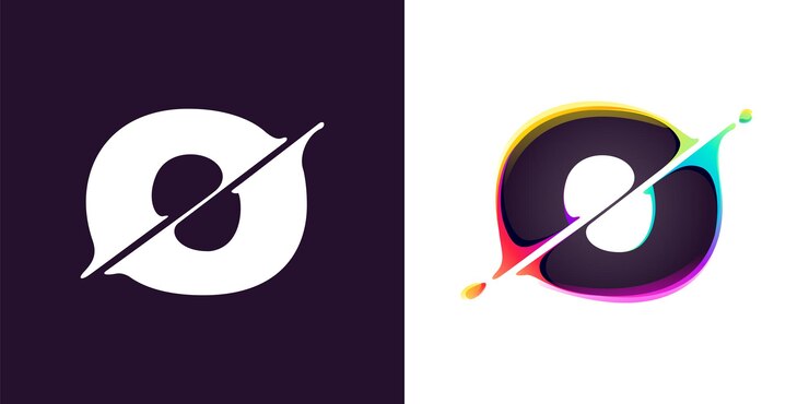 Vector o letra letra del logotipo con efecto de cambio de color de distorsión cibernética fuente de doble exposición icono de fallo de neón