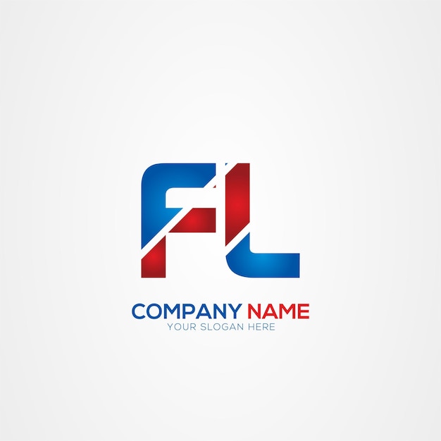 o LF Creative Modern Letters Diseño del logotipo Elemento FL rojo y azul