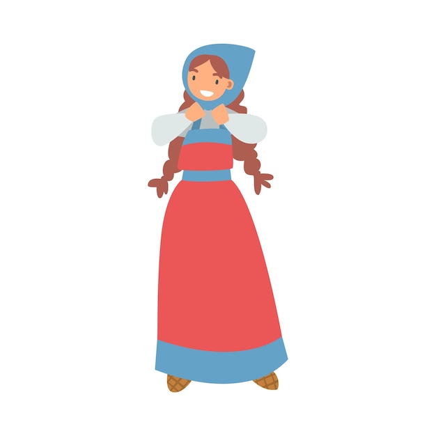 o personaje femenino eslavo en ropa étnica Ilustración vectorial