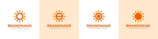 O Sun Logo Set adecuado para negocios relacionados con la energía solar con la letra O inicial