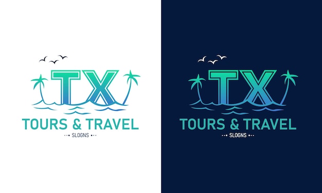 o TXT Creative Travel Diseño del logotipo Inicial de viajes de verano Icon Vector del logotipo