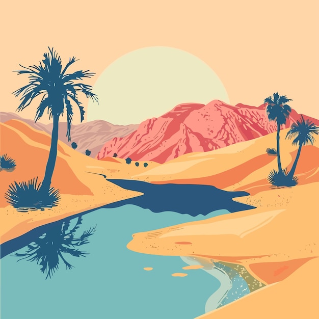 Vector oasis_in_the_desert_vector_ilustrado