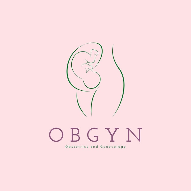 OBGYN clínica de obstetricia y ginecología diseño de plantilla de logotipo de embarazo de mamá y bebé