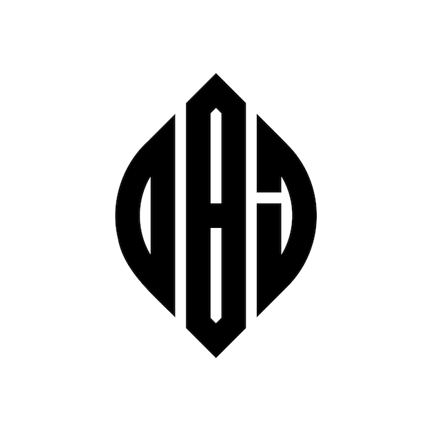 OBJ diseño de logotipo de letras circulares con forma de círculo y elipse OBJ letras elípticas con estilo tipográfico Las tres iniciales forman un logotipo de círculo OBJ emblema de círculo Monograma abstracto letra marca vector