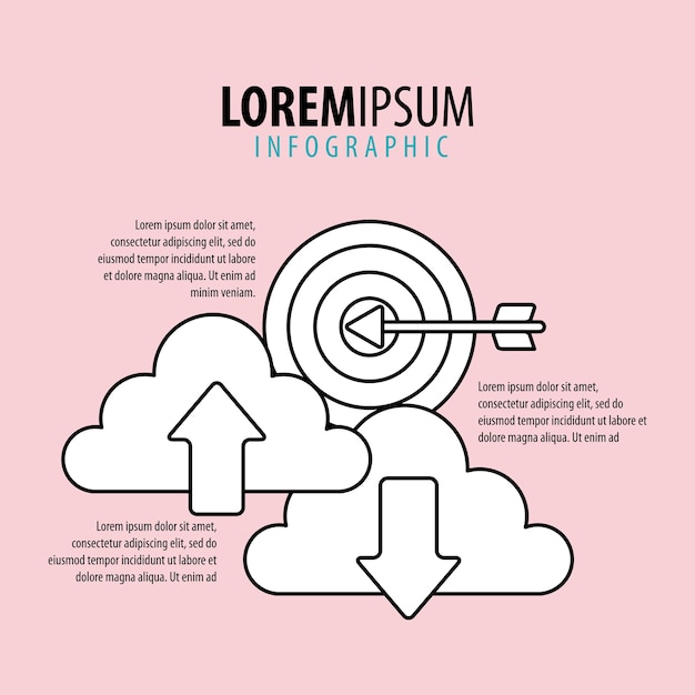 Objetivo de almacenamiento de informática en la nube de infografía