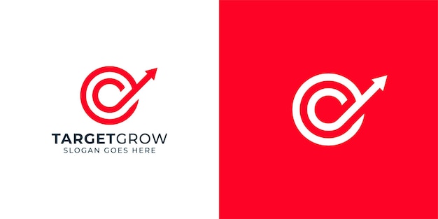 Objetivo Creativo Crecer Logo Objetivo y flecha hacia arriba con estilo de contorno lineal Símbolo de icono de logotipo de ganancias