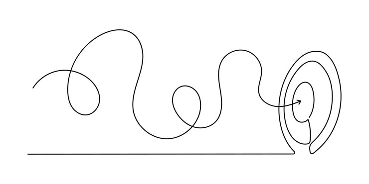 Vector un objetivo con una flecha es un dibujo de línea sólida con una línea lateral dibujado meta círculo lineal