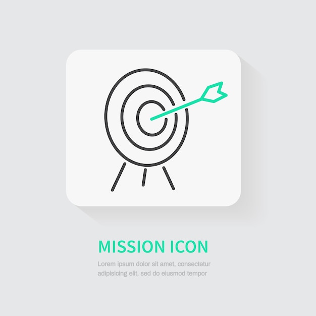 Objetivo con flecha Misión Business concepto icono plano para aplicaciones y sitios web Ilustración vectorial