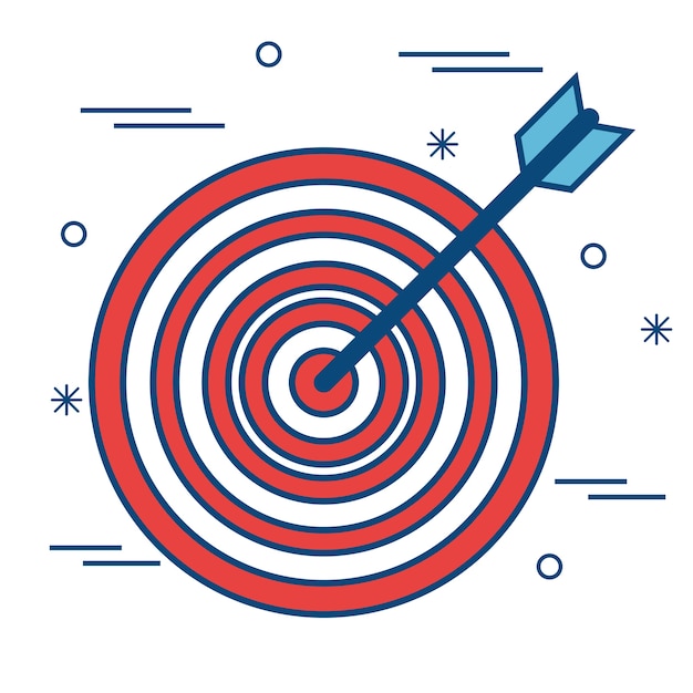 Un objetivo con una flecha sobre fondo blanco. Ilustración vectorial