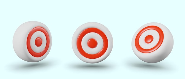 Objetivo realista con plantilla de vector de ojo de toro rojo en diferentes posiciones