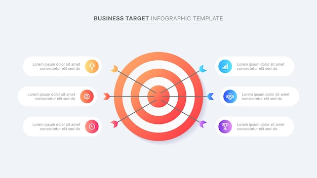 Objetivos comerciales plantilla de diseño infográfico