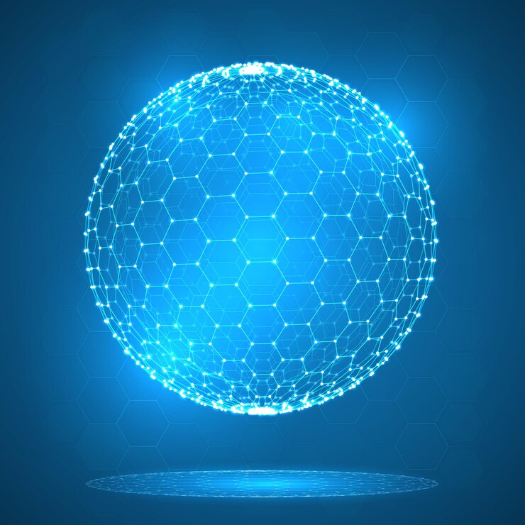 Vector objeto 3d de una cuadrícula hexagonal con puntos. diseño elegante