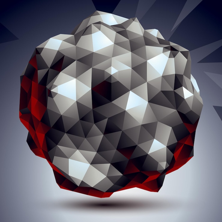 Vector objeto abstracto 3d asimétrico, forma espacial geométrica monocromática. render y modelado.