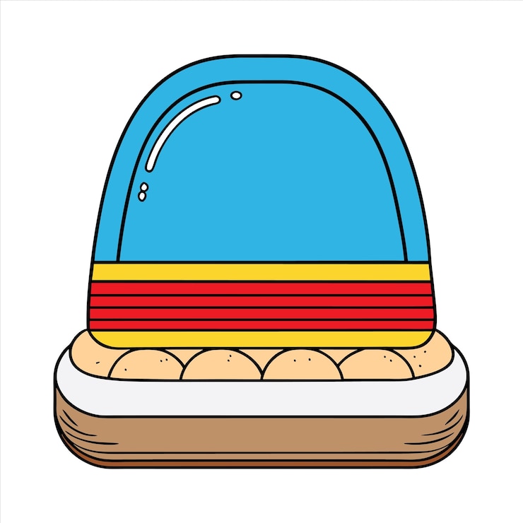Vector un objeto azul y amarillo con una franja roja y amarilla en él