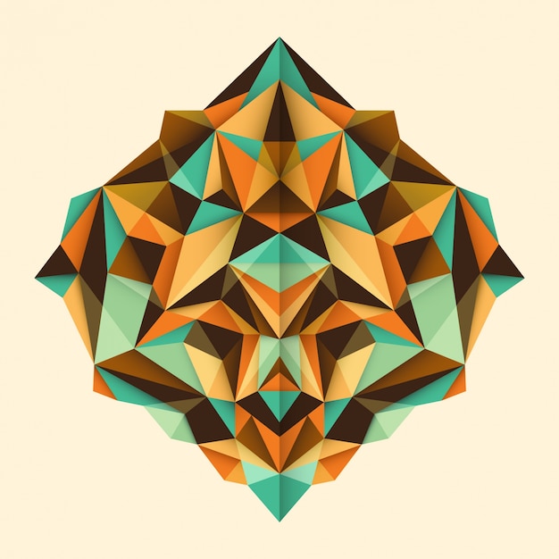 Objeto de baja poli, hecho de varias formas geométricas en color.