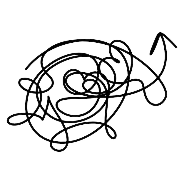 Objeto de círculo de boceto de garabato caótico Línea caótica aleatoria Ilustración vectorial aislada en blanco
