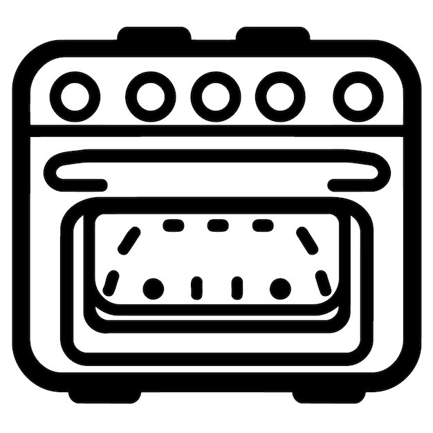 Objeto de cocina horno en blanco y negro.