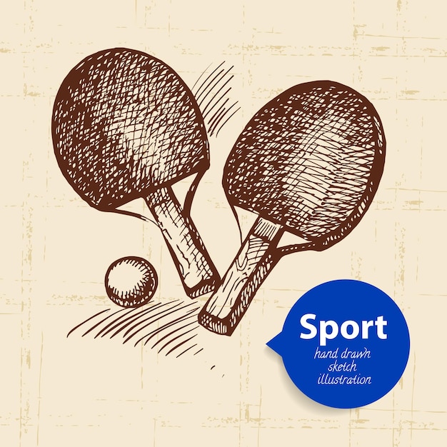 Objeto deportivo dibujado a mano Sketch ping pong Ilustración vectorial