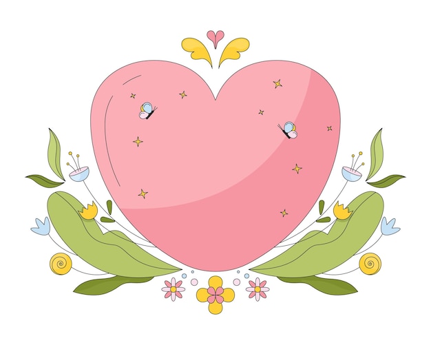 Objeto de dibujos animados lineal 2D decorado con muelles de corazón