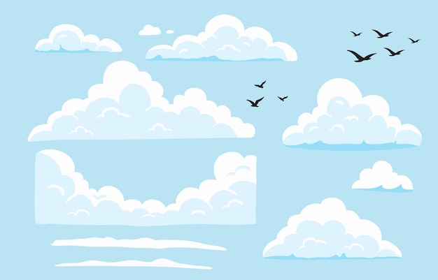 objeto de elemento nube con pájaro para diseño de paisaje