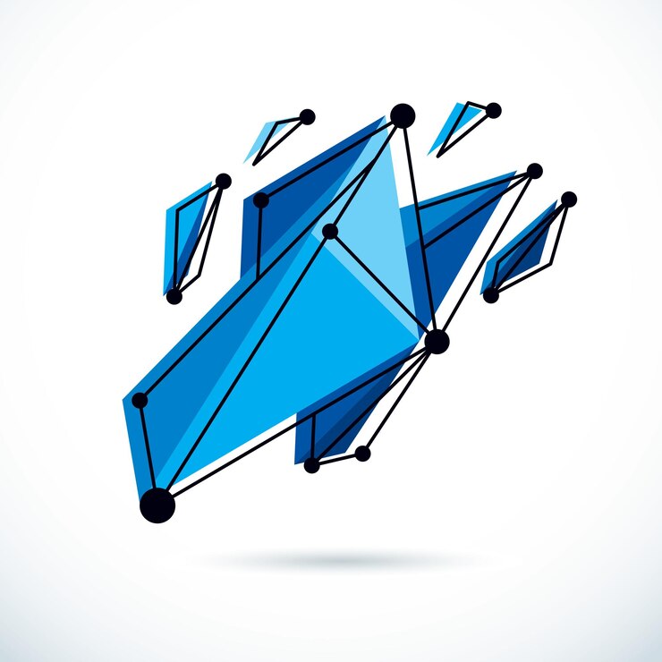 Vector objeto de estructura metálica 3d geométrico abstracto, ilustración de vector de tecnología corporativa.