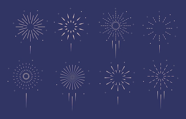 objeto de fuegos artificiales en la noche Ilustración vectorial editable para diseño gráfico