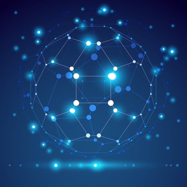 Objeto geométrico de estructura alámbrica 3D vectorial abstracto, claro eps 10.