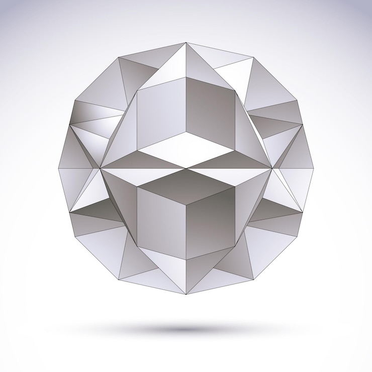 Vector objeto geométrico poligonal 3d, elemento de diseño abstracto vectorial, pasos claros 8.