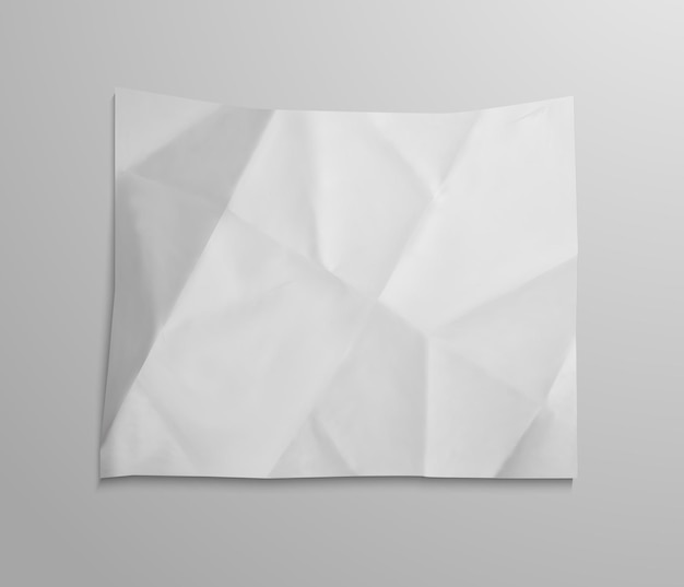 Vector objeto de hoja de papel vacío en blanco arrugado. elemento de textura realista para su diseño.