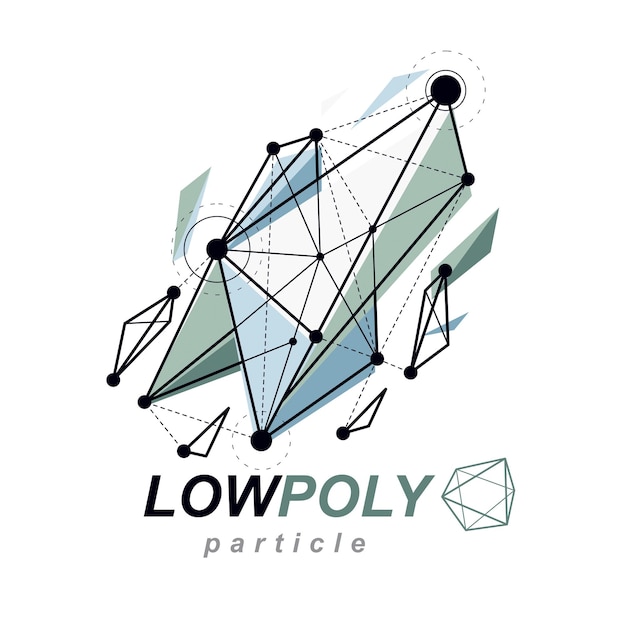 Objeto de malla 3d abstracto vectorial, plantilla de baja poli de tecnología. Logotipo de la industria de la construcción.