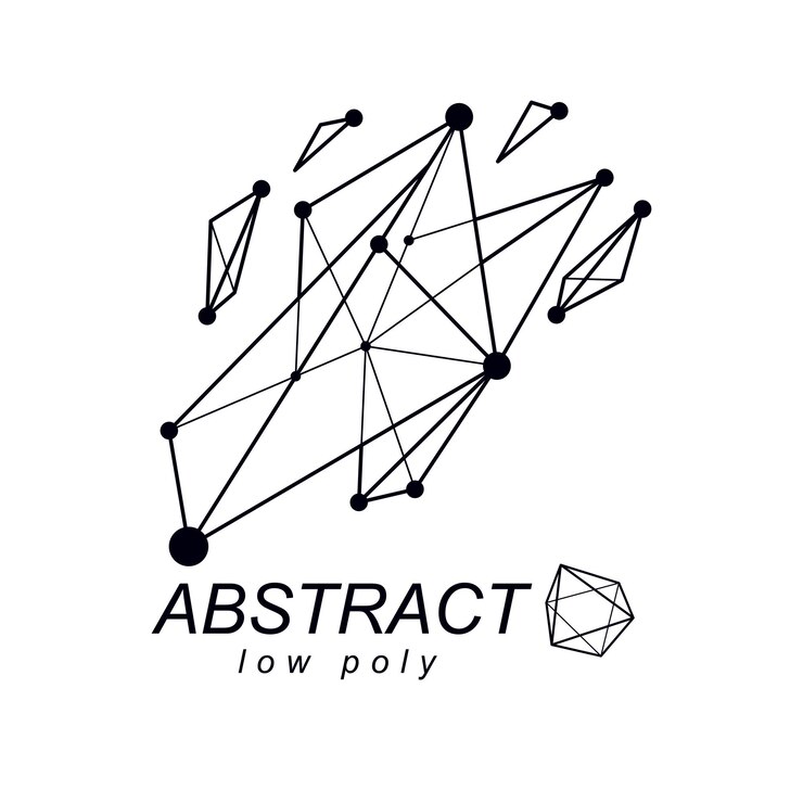 Vector objeto de malla abstracta de origami 3d, elemento de diseño abstracto vectorial. logotipo abstracto de tecnologías de innovación.