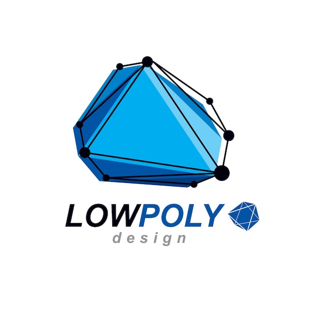 Objeto poligonal de malla 3d vectorial abstracto. Logotipo moderno de tecnologías de comunicación.