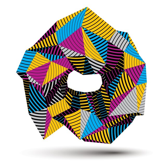 Objeto rayado abstracto de estilo contemporáneo 3D, forma futurista de vector cibernético. Idea de tecnología.