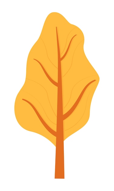 Objeto de vector de color semi plano de árbol de otoño