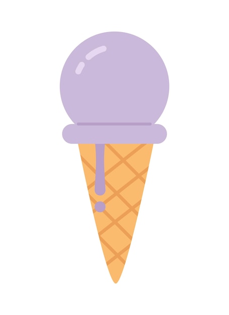 Objeto de vector de color semi plano de cono de helado delicioso congelado