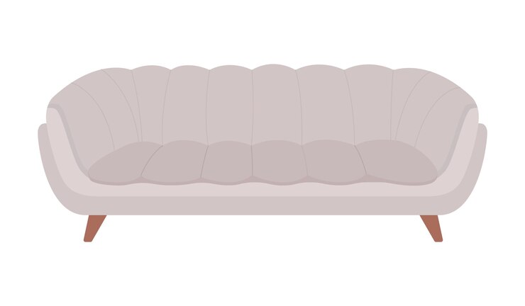 Vector objeto de vector de color semi plano de sofá gris