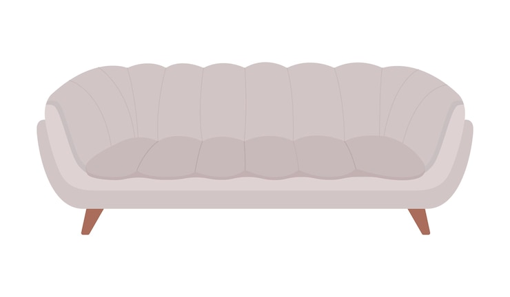 Vector objeto de vector de color semi plano de sofá gris