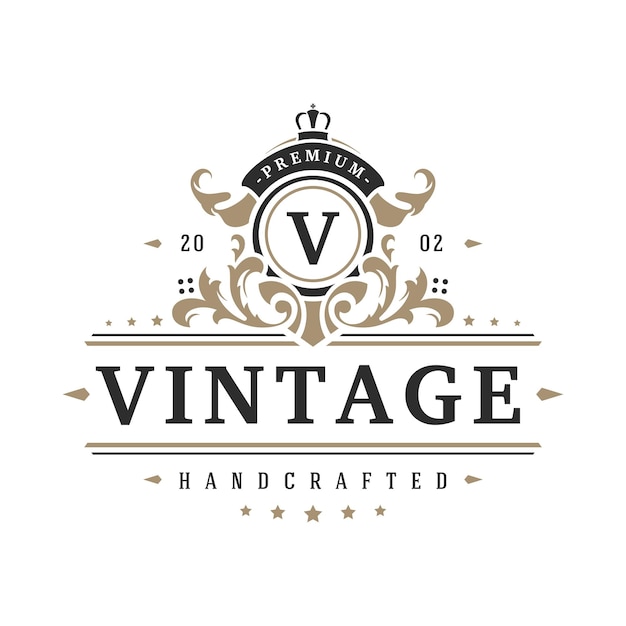 Objeto de vector de plantilla de logotipo de lujo para diseño de logotipo o insignia Ilustración de estilo real vintage de moda buena para boutique de moda alcohol o marca de hotel