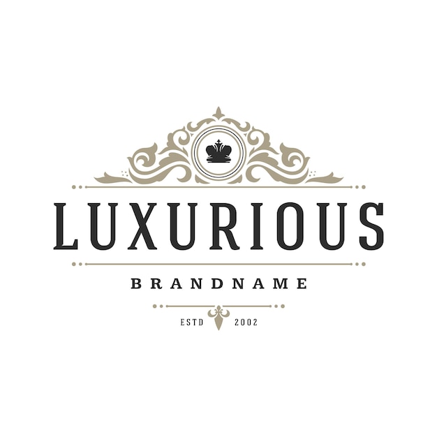 Objeto de vector de plantilla de logotipo de lujo para diseño de logotipo o insignia Ilustración de estilo real vintage de moda buena para boutique de moda alcohol o marca de hotel