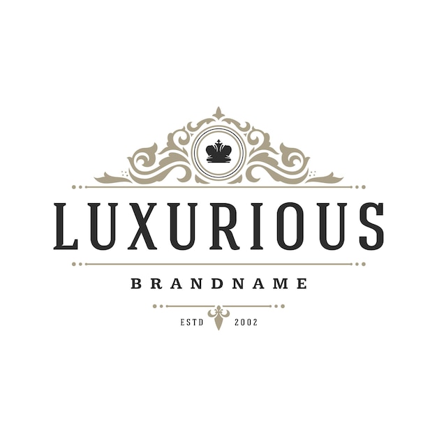 Objeto de vector de plantilla de logotipo de lujo para diseño de logotipo o insignia ilustración de estilo real vintage de moda buena para boutique de moda alcohol o marca de hotel