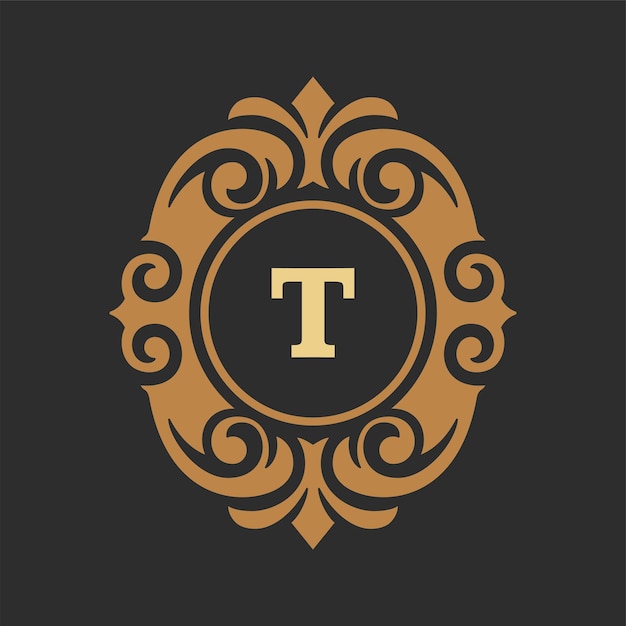 Objeto de vector de plantilla de logotipo de monograma de lujo para diseño de logotipo o insignia Ilustración de marco de ornamento real vintage de moda bueno para boutique de moda alcohol o marca de hotel