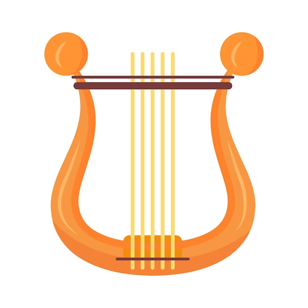 Objeto vectorial de color semiplano de cítara dorada