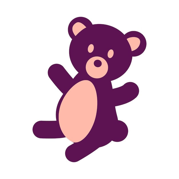 Objeto vectorial de color semiplano de oso de peluche