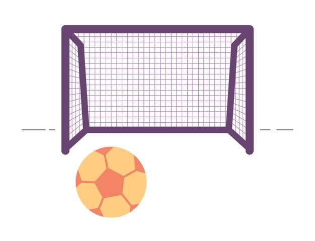 Objeto vectorial de color semiplano de puerta y pelota de fútbol