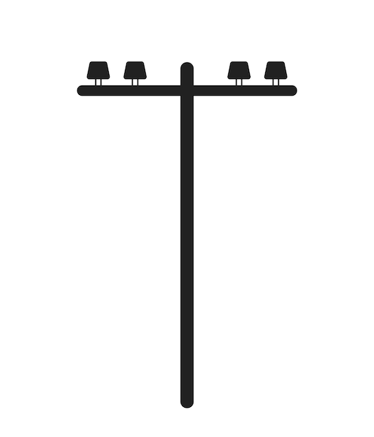 Objeto vectorial plano monocromo de un solo poste de utilidad Proporcionando energía eléctrica Icono de línea delgada editable en blanco y negro Ilustración de lugar de clip art de dibujos animados simple para diseño gráfico web