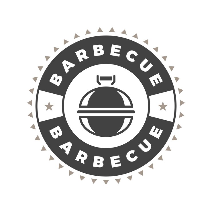 Vector objeto vectorial de plantilla de logotipo de barbacoa para diseño de logotipo o placa silueta de parrilla de ilustración de estilo retro de moda