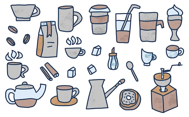 Objetos de cafetinería Elementos de diseño vectoriales